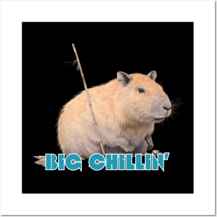 Big Chillin Capybara Cute Meme Viral Japanese Art Style Ukiyoe Retro Posters and Art